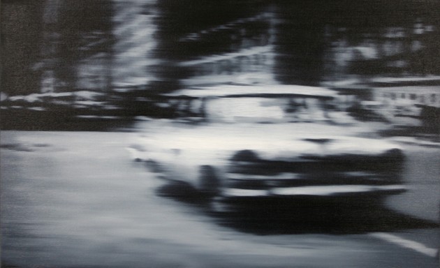 Black and white car 50x80cm Oil on linen 06